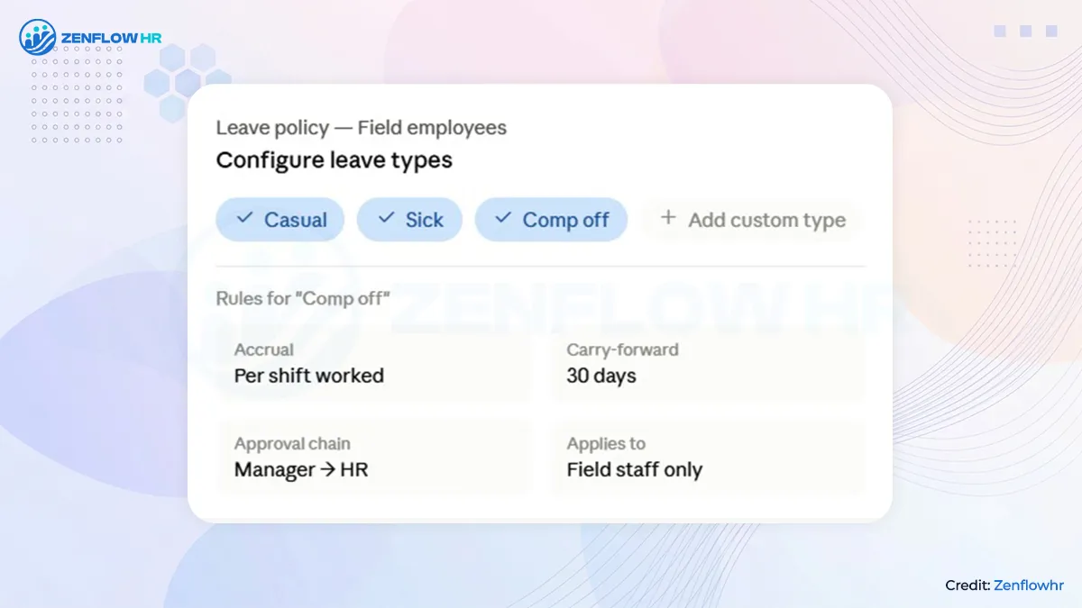 Configure leave types and separate policies per team