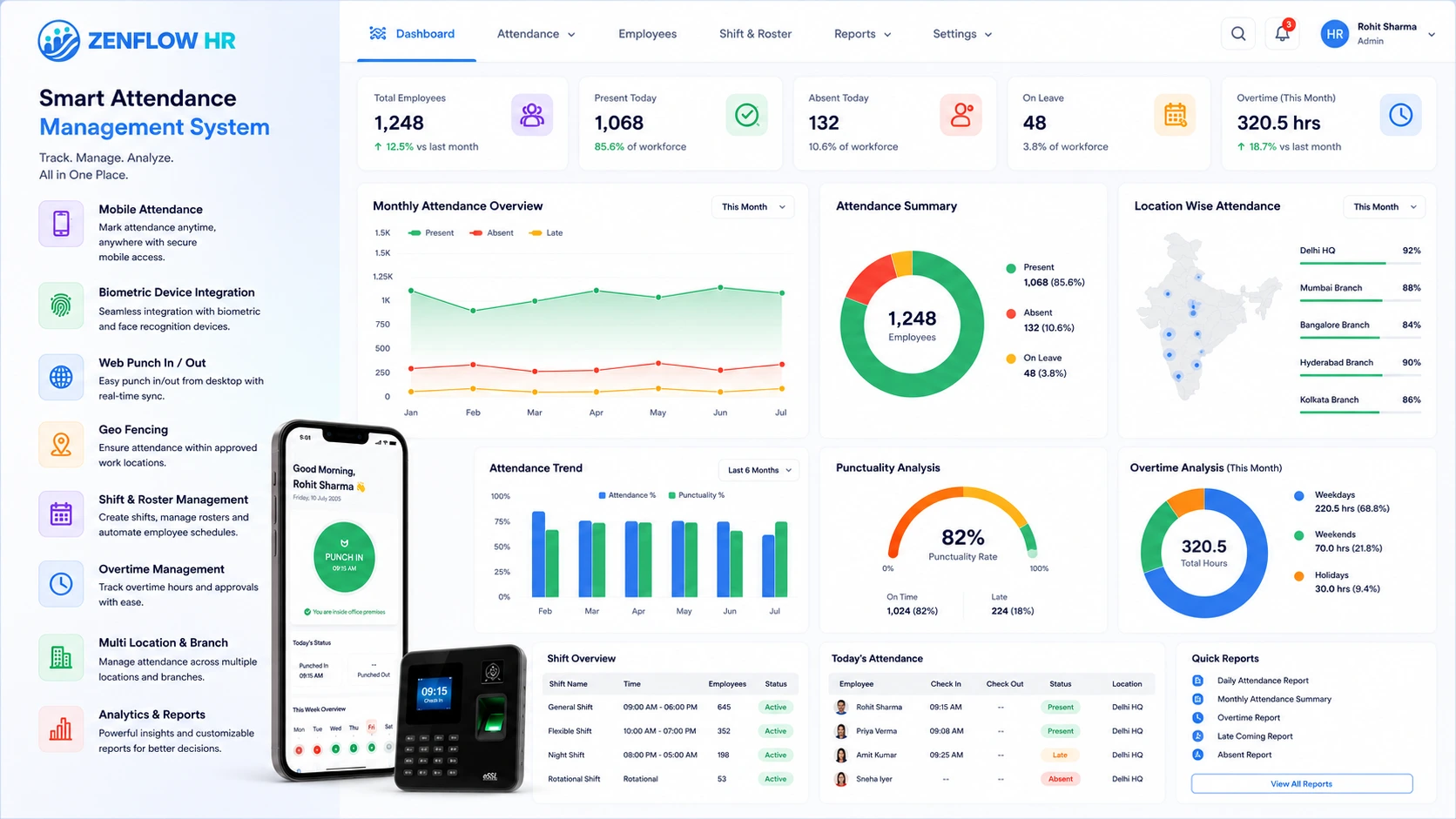Track attendance from office, field, or home